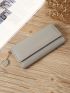 Letter Graphic Snap Button Long Wallet