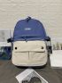 Large Capacity Letter Graphic Colorblock Backpack