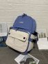 Large Capacity Letter Graphic Colorblock Backpack