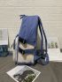 Large Capacity Letter Graphic Colorblock Backpack