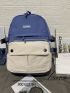Large Capacity Letter Graphic Colorblock Backpack