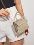 Mini Croc Embossed Flap Satchel Bag
