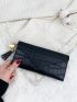 Tassel Decor Crocodile Embossed Long Wallet