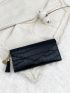 Tassel Decor Crocodile Embossed Long Wallet