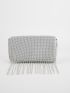 Rhinestone & Fringe Decor Flap Square Bag