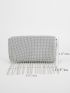 Rhinestone & Fringe Decor Flap Square Bag