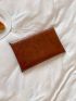 Contrast Binding Metal Decor Clutch Bag