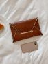 Contrast Binding Metal Decor Clutch Bag