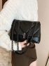 Chevron Flap Chain Square Bag
