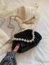 Faux Pearl Decor Ruched Bag