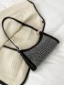 Rhinestone Decor Baguette Bag