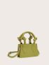 Mini Knot Decor Double Handle Square Bag