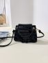 Mini Crocodile Embossed Letter Detail Chain Flap Satchel Bag