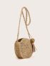 Colorblock Tassel Decor Straw Bag