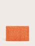 Pom Pom Decor Straw Clutch Bag