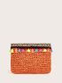 Tassel Decor Woven Clutch Bag