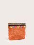 Tassel Decor Woven Clutch Bag