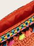 Tassel Decor Woven Clutch Bag