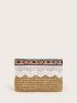Mini Geometric Pattern Straw Clutch Bag