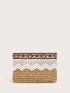 Mini Geometric Pattern Straw Clutch Bag