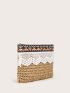 Mini Geometric Pattern Straw Clutch Bag