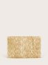 Pom Pom Decor Straw Clutch Bag