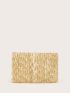 Pom Pom Decor Straw Clutch Bag