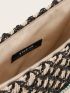 Colorblock Fringe Decor Straw Clutch Bag