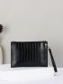 Crocodile Embossed Square Bag With Wristlet
