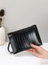 Crocodile Embossed Square Bag With Wristlet