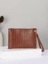 Crocodile Embossed Square Bag With Wristlet