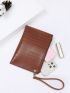 Crocodile Embossed Square Bag With Wristlet
