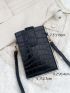 Crocodile Embossed Snap Button Square Bag