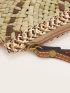 Fringe Decor Braided Design Straw Clutch Bag