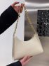 Minimalist Textured Chain Baguette Bag