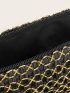 Colorblock Shell Decor Straw Clutch Bag
