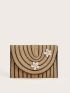 Colorblock Starfish Decor Striped Straw Clutch Bag