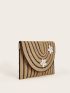 Colorblock Starfish Decor Striped Straw Clutch Bag
