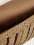 Colorblock Starfish Decor Striped Straw Clutch Bag