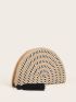 Tassel Decor Striped Straw Clutch Bag