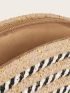 Tassel Decor Striped Straw Clutch Bag