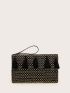 Tassel Decor Straw Clutch Bag