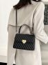 Heart Decor Textured Flap Square Bag