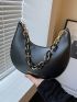 Letter Graphic Chain Decor Crossbody Bag
