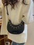 Letter Graphic Chain Decor Crossbody Bag