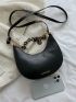 Letter Graphic Chain Decor Crossbody Bag