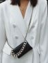 Crocodile Embossed Chain Top Handle Bag