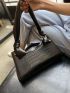 Crocodile Embossed Baguette Bag