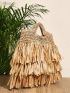 Fringe Decor Braided Design Straw Bag