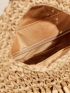 Fringe Decor Braided Design Straw Bag